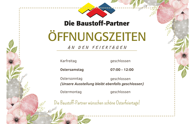 Öffnungszeiten an den Osterfeiertagen